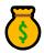 Yellow money bag icon with a green dollar sign and brown tied top
