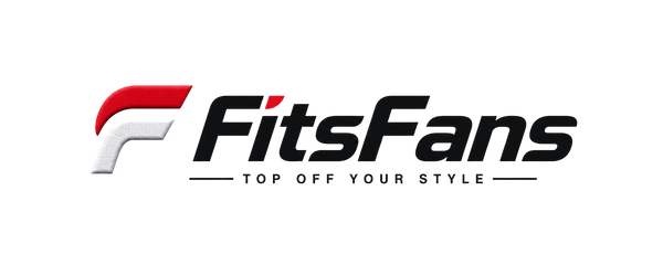 FitsFans logo with bold black text, red and white stylized F, and 'Top Off Your Style' slogan